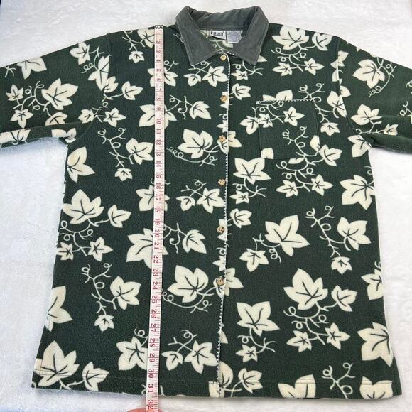 Capacity knits Vintage Green & white flannel jacket ivy leaf  women’s size XL - Picture 3 of 7